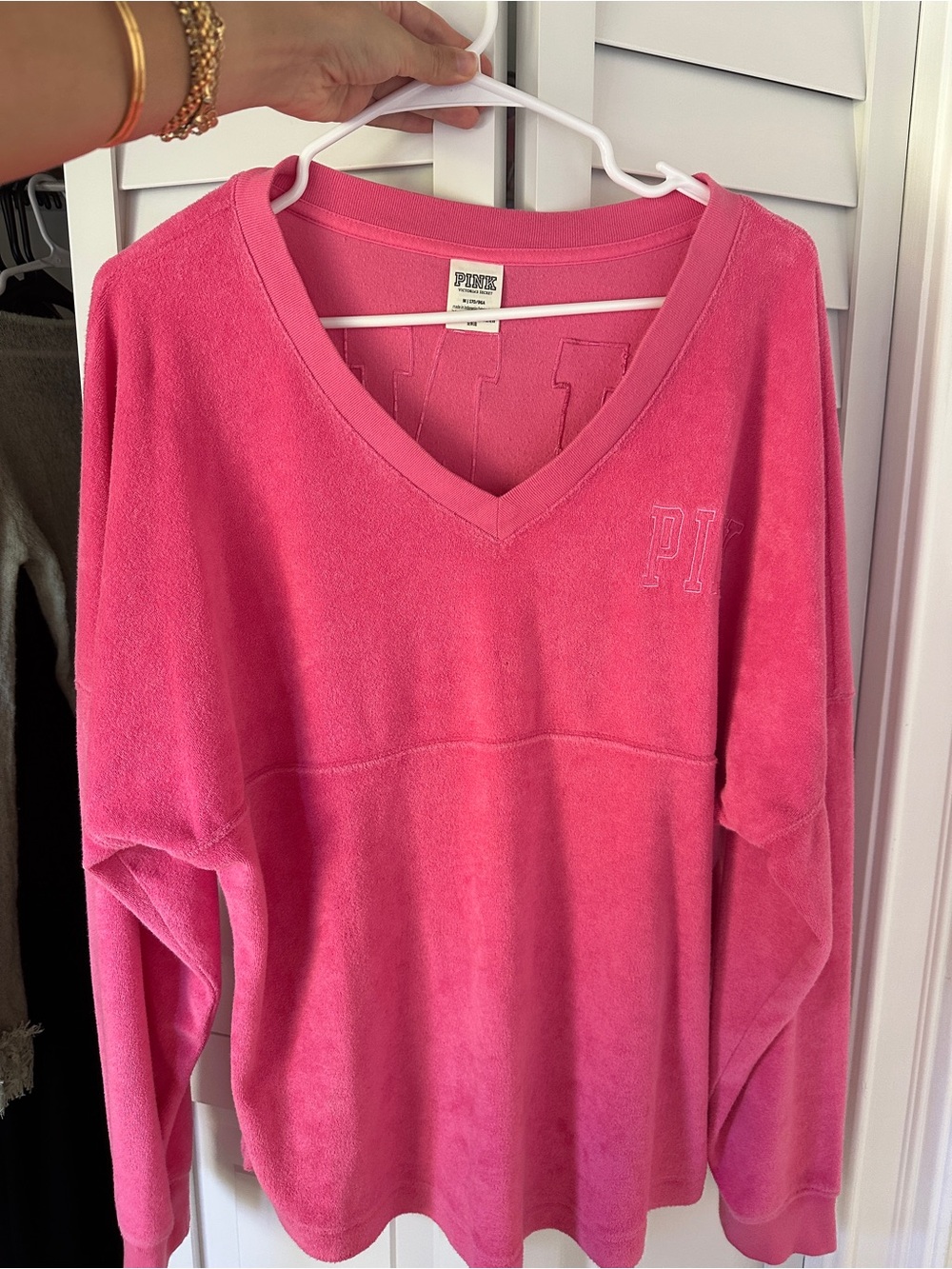 Victoria's Secret PINK Plush V-Neck Sweater in Bright Pink